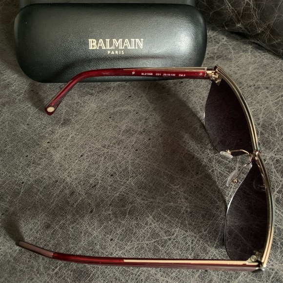 NWOT BALMAIN RED GOLD SUNGLASSES UVB GREY GRADIENT - Picture 3 of 7